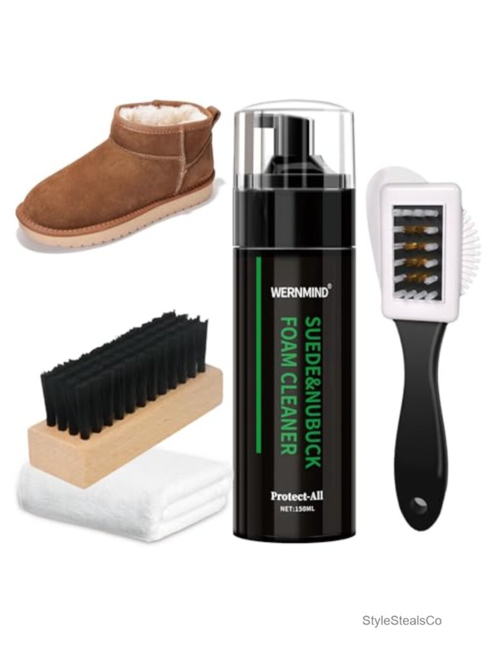 Suede Nubuck Shoe Cleaner Kit Foam Brush Waterproof Repel Spray 5pc